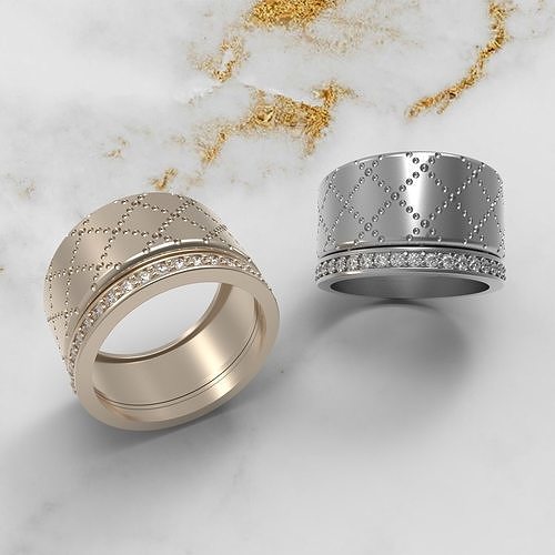 Sterling Diamant Ring Schmuck Ringe Gold druckbar Silber Juwel brillant Platin königliches Design Weiß Luxus Mode 3D print model - Mito3D