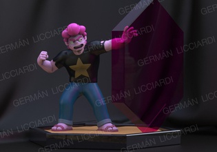 steven universe future -attack pose cartoon network animation final cristal gems diamonts pink diamont zbrush muscle sugar rebecca games toys 3d print model - Mito3D