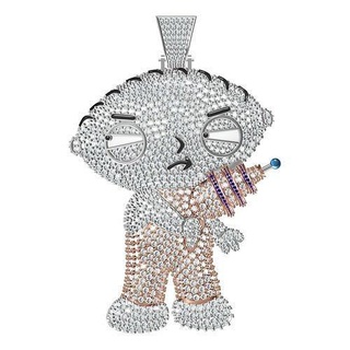 stewie griffin cartoon pendant hip hop pendants jewelry gold silver printable diamond jewel jewellery sterling cad 3d printed customize 3d print model - Mito3D