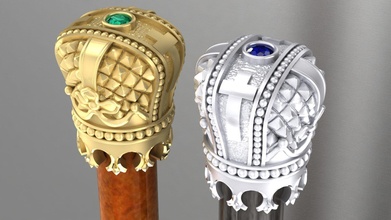 bastone cap Regina corona regno re cappello legna imperatore capo diamante gemma gioielleria lusso ricco oro stampabile argento Principessa 3d print model - Mito3D