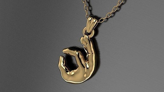 sticker hand pendant gold silver fashion jewelry platinum luxury valentine dance necklaces skating gymnastic 3d pendants gift zee z brush teenagers like 3d print model - Mito3D