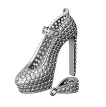 stiletto women shoe printable fashion diamond accessory casual style silver footwear jewellery jewelry stone shoes prinable clothing gem necklace necklaces 3d print model - Mito3D