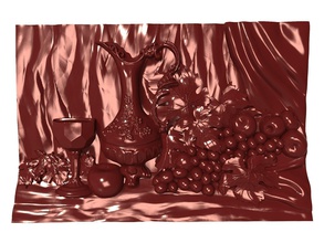 natürmort şarap elma kabartma cnc üzüm sanat hala hayat apple testi kap goblet bas rahatlama panel heykel oyma kalıp poli yüksek n stl heykeller 3d print model - Mito3D