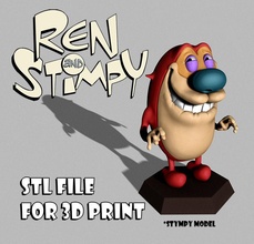 stimpy model 3d print fanart gadgets art cartoons retro 3dmodels colectibles 90s nineties ipad tablet computer nano apple walkman games toys 3d print model - Mito3D