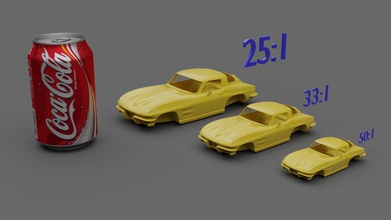 Raie c2 coupé 1963 1967 voiture Impression 3D modèle l'échelle loisir courses automobile imprimable corps scalextric miniz micro sport américain DIY tamiya rc radio contrôle muscle 3d print model - Mito3D