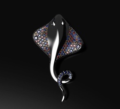 arraia pingente jóia prata ouro esterlina juventude profundo oceano brilhando luxo mar cristal pedra preciosa gema diamante colar imprimível joalheria pingentes 3d print model - Mito3D