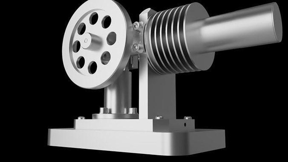 stirling engine sterling energy industrial thermodynamics compression fire flame heat motor piston pump vacuum science physics example generator fuel machine engineering 3d print model - Mito3D