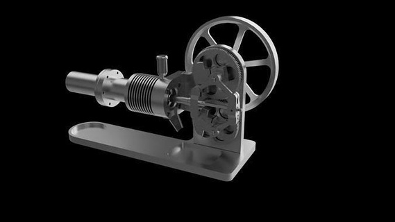 Stirling moteur sterling énergie industriel thermodynamique compression Feu flamme chaleur piston pompe vide science physique Exemple Générateur carburant machine math 3d print model - Mito3D