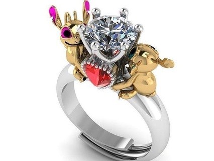 stitch angel jewellery 3d model printable diamond ring gem fashion gold sterling engagement wedding jewel beauty stone 3dmodel jewelry rings 3d print model - Mito3D