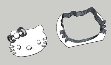 stl Galleta cortador gatito Hola gato lindo galletas animales caricaturas casa cocina comida 3d print model - Mito3D