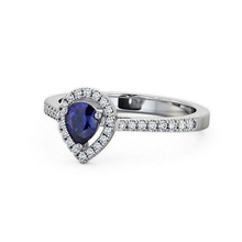stl file pera forma zaffiro diamante squillare platino splendente matrimonio fidanzamento prezioso gemma lusso cromo argento brillante stampabile gioiello accessorio gioielleria anelli acciaio blu 3d print model - Mito3D