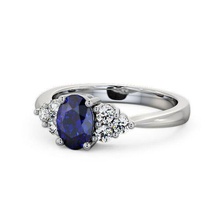 stl arquivo oval safira diamante anel platina brilhando casamento noivado precioso gema luxo cromada prata brilhante imprimível jóia acessório joalheria argolas aço azul 3d print model - Mito3D