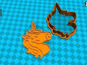 stl file unicorn cookie cutter printing on 3d printer head horse imprint cutting cookies mold gingerbread kitchen hobby diy 3d print model - Mito3D