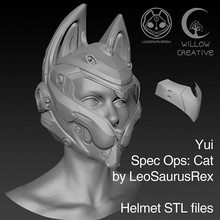 stl models helm yui spec ops cat scifi helmet soldier space marine halo kitty anime cute print hobby diy 3d print model - Mito3D
