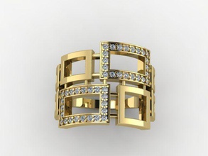 stl squares ring 3d file originaly jewellery jewel diamonds jewelry diamond rings 3d print model - Mito3D