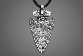 stone arrowhead pendant arrow jewelry silver print printable jewellery man texture nature sculpt africa hunting hunter gift ethno pendants 3d print model - Mito3D