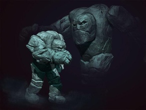 stone golem lcd printers pre-supported games dnd character printable 3dprint fdm fantasy cura toy toys highdetail sculpture creature statue 3d print model - Mito3D