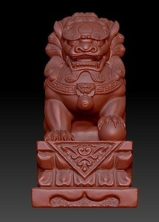 pedra leão chinês bola estátua escultura arte imprimível animal gato mamífero esculturas 3d print model - Mito3D