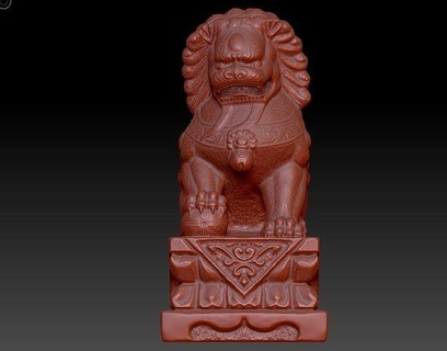 stone lion statue china animal art sculptures 3d print model - Mito3D