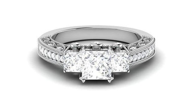pedra Princesa Casamento noivado anel argolas solitário joalheria ouro banda gema prata brilhante diamante imprimível esterlina platina jóias 3d print model - Mito3D