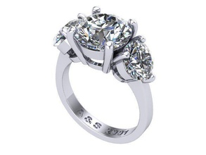 pedra anel diamante dourado prata joalheria argolas 3d print model - Mito3D