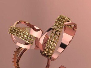 stone ring jewelry fashion wedding gold diamond elegant printable rings 3d print model - Mito3D