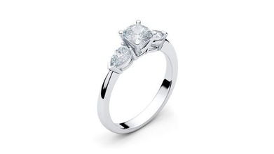calcul bague 3d brillant diamant engagement mode beauté gemme or bijoux poire imprimable blanc coussin modèle anneaux 3d print model - Mito3D