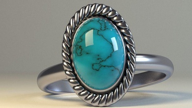 pietra anello d'argento gioielli la blu donna ragazza stampabile argento il metallo anelli 3d print model - Mito3D