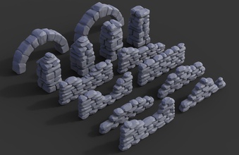 calcul murs piliers wargaming accessoires 28mm 32mm miniature barricade mur pilier table 3dprint 3dprinting terrain sol jeux jouets jeu 3d print model - Mito3D