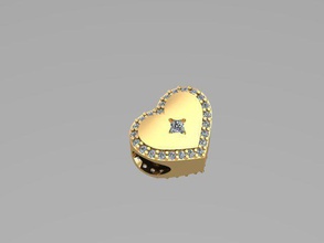 stoned heart charm ball jewelry jewellery gold silver platinum diamond brilliant gem gemstone printable ring earring necklaces pendant bracelet broches pandora bracelets 3d print model - Mito3D