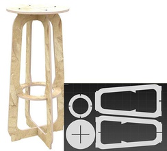 taburete dani cnc enrutador cortar dxf dwg osb madera contrachapada mueble ecológico planes frio corte pasatiempo bricolaje diy silla 3d print model - Mito3D