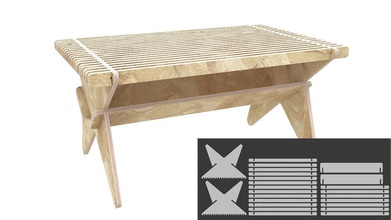 tabouret déca cnc routeur couper dxf dwg osb plaqué meubles écologique plans laser bois coupe loisir diy chaise 3d print model - Mito3D