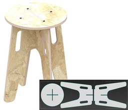 tabouret mc cnc routeur couper dxf dwg osb plaqué meubles écologique plans vecteurs laser bois table coupe loisir diy 3d print model - Mito3D