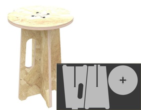 stool mj cnc router cut dxf dwg osb plywood furniture ecologic plans vectors laser wood wooden cutting hobby diy table 3d print model - Mito3D