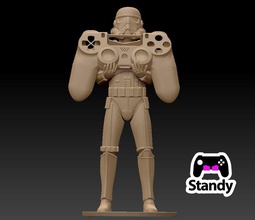 stormtooper controller ps4-ps5 stand holder art toy yoda baby standy star wars stormtrooper ps4 ps5 game video games toys accessories 3d print model - Mito3D
