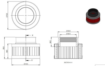 straight air filter blueprint design technology illustration hobby diy automotive 3d print model - Mito3D