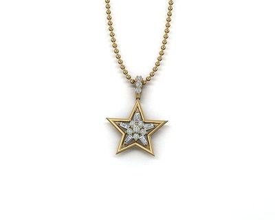 strar shape gold locket 153 pendant chain jewelry platinum shining necklace printable sterling silver star pendants 3d print model - Mito3D