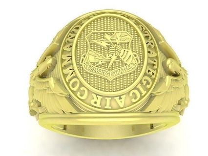 strategic air command sac army us eagle ring 3960 jewelry fashion accessories gold diamond unisex new design rings 3d print model - Mito3D