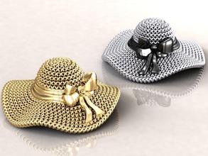 straw hat pendant charms silver jewellery necklace fashion beauty printable gold amulet bracelet chain white sterling jewelry pendants 3d print model - Mito3D