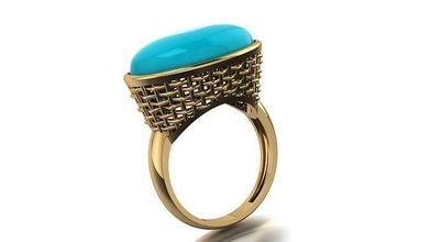 straw turquoise ring gold silver luxtury fashion printable jewellry platinum brilliant gem diamond beauty 3d sterling rhino zee z brush woman jewelry rings 3d print model - Mito3D