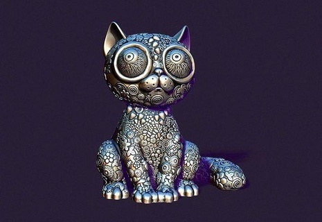 strawberry cat kitty kitten pet meow tail animals miniatures sculpture feline statuette art 3dprinting berry decor toy games toys 3d print model - Mito3D