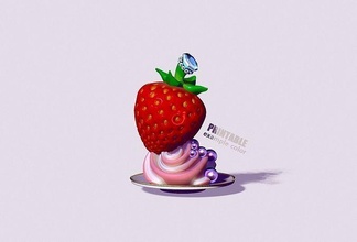 strawberry cream dessert saucer berries ice berry sweet food biscuit chocolate candy fruit cake handmade birthday decor celebration toy toys games 3d print model - Mito3D