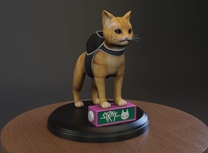 extraviado gato juego 3d modelo listo to impresión callejero animal figura cyberpunk gatito juegos juguetes 3d print model - Mito3D