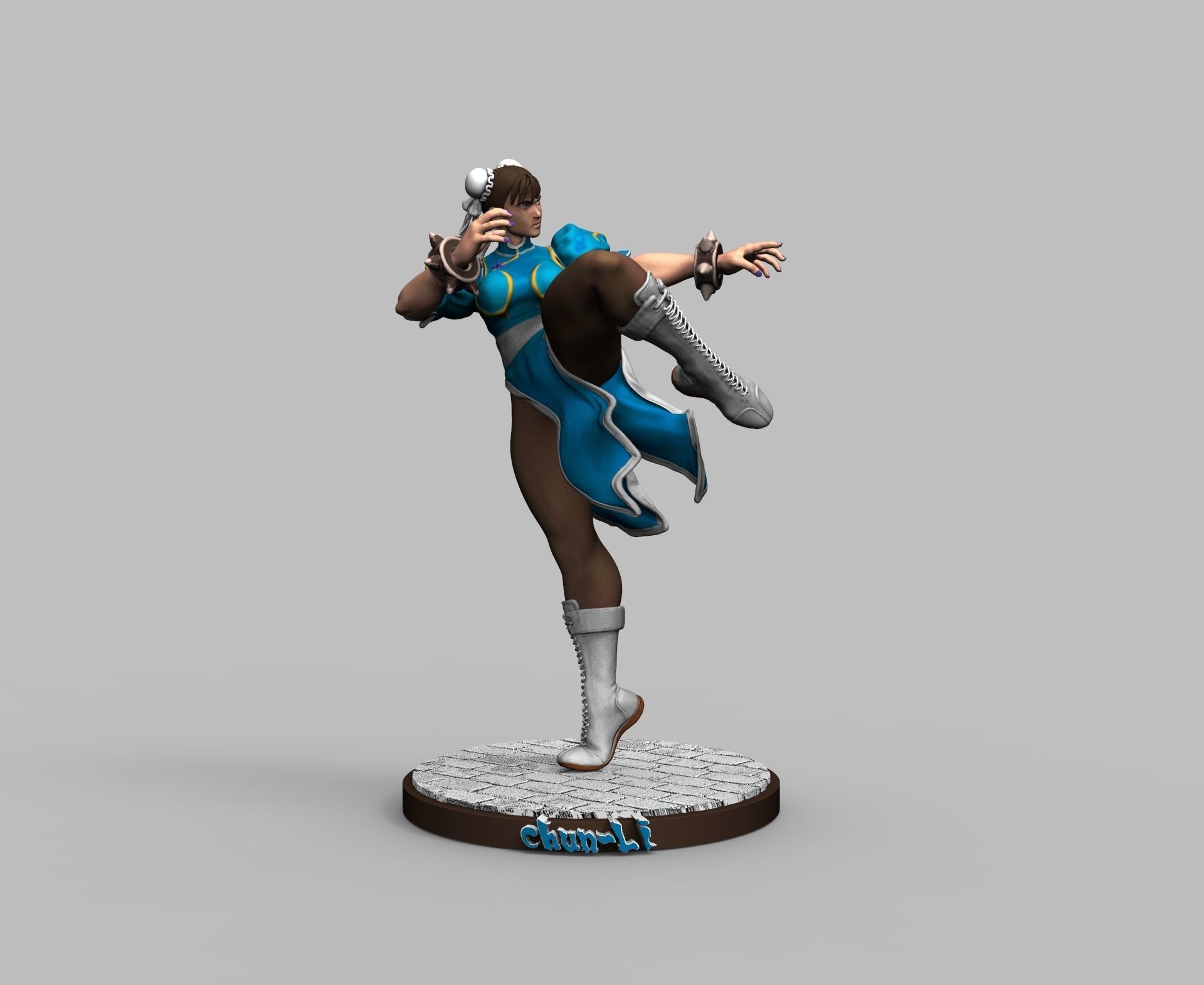 calle combatiente chun li 3d impresión modelo diorama figura mujer juego luchador conocido ryu juguetes juegos personaje policía 3D print model - Mito3D