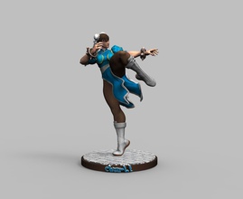 rua lutador chun li 3d impressão modelo diorama figura mulher jogos figher ken ryu brinquedos personagem capitão 3d print model - Mito3D