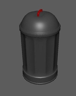 street waste bin red handle garbage exterior city urban trash house outdoor 3d print model - Mito3D