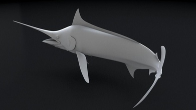 dépouillé marlin 3d imprimable l'eau mer poisson océan porte épée art sculptures 3d print model - Mito3D