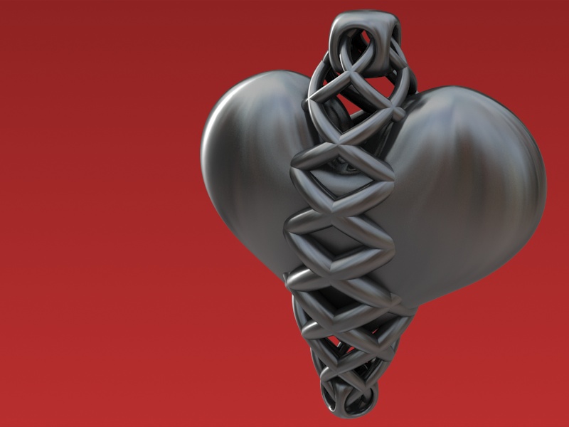 strong bonds pendant jewelry bond lace heart silver jewel valentine 3d print printable love character human clothing pendants fbx printing 3D print model - Mito3D