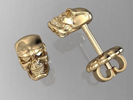stud earring angry human scull jewellery diamond female printable cad exclusive gold fashion brilliant gift gem 3dm 3ds stl cnc jewel head jewelry earrings 3d print model - Mito3D