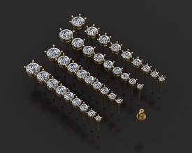stud earrings earring jewelry diamond bracelet pendant necklace engagem gold wedding jewellry printable pin flower jewellery brilliant silver engagement brillant 3d print model - Mito3D